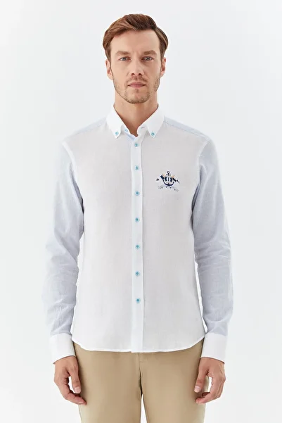 Sabri Özel Men's Shirt White-Blue