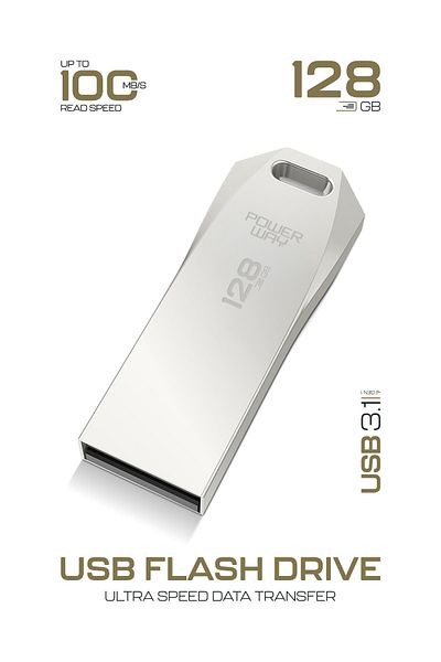 POWERWAY Premium 128 Gb USB 3.1 Metal Body Ultra Speed Flash Memory Data Traveler