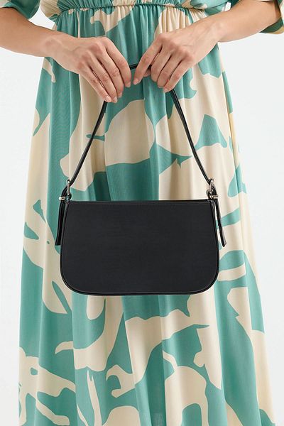 Merterium Women's Flat Baguette Shoulder Bag Black 1214