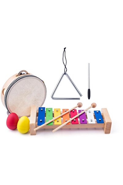 Woodyland Jucarie din lemn - Triunghi, xilofon, tamburina, 2