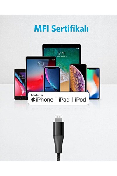 Anker كابل PowerLine Plus 2 USB-C إلى Lightning، بطول 6 أقدام، أسود