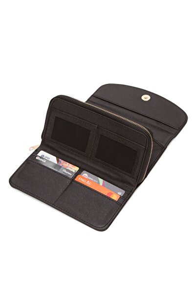 Newish Women's Black Faux Leather Card Holder and Wallet New296