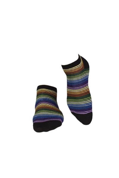 Pirin Hill FINE BAMBOO short bamboo socks with dark rainbow stripes