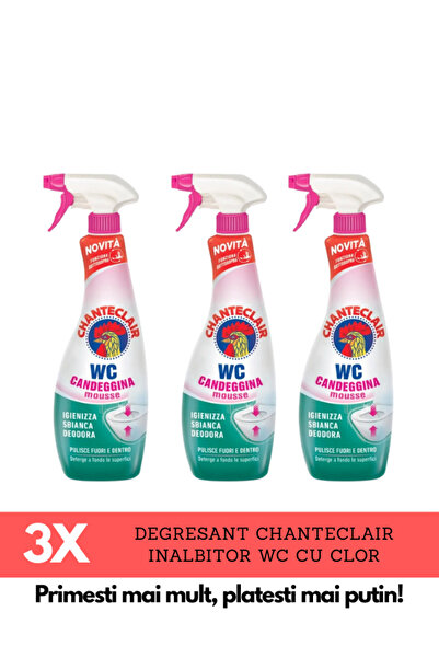 Chanteclaire Pachet Promo 3 X Chanteclair Degresant Universal Cu Inalbitor, Candeggina, Clor, Spray, 625 ml