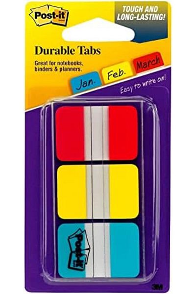 Post-it Tabs, 1 inch Solid, Red, Yellow, Blue, 36 Tabs