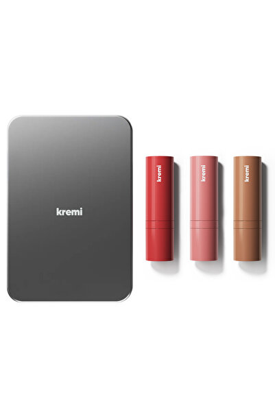 Kremi Allık Ruj Göz Farı Kiss&Blush 3lü Set Metal Kutu I Makyaj Makeup | Stic...