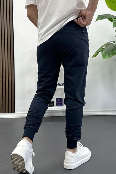 Edwox Men's Regular Fit Narrow Leg Elastic Leg Sweatpants Navy Blue Edw406