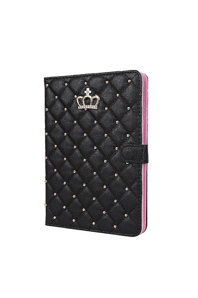 Bibilel Luxury Crown Bling Book Cover for iPad 2017 9.7-inch, Black