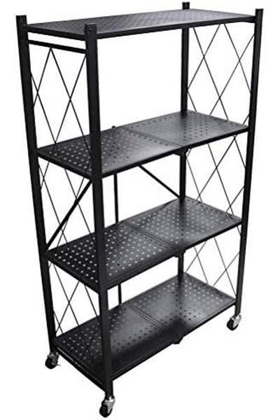 ماركة غير محددة O9 O-NINE 4 Tier Foldable Storage Shelf Unit with Wheel, Heavy Duty Storage Shelving Unit