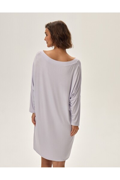 ESOTIQ Women's Sleep Shirt Nightgown Long Sleeve V-Neck Oversize Feminine & Elegant | Jannet