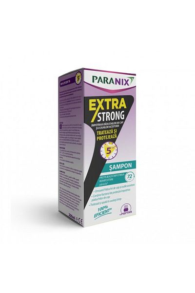 OMEGA PHARMA Paranix Extra Strong sampon pentru paduchii de cap x 200 ml + Pieptan Omega Pharma