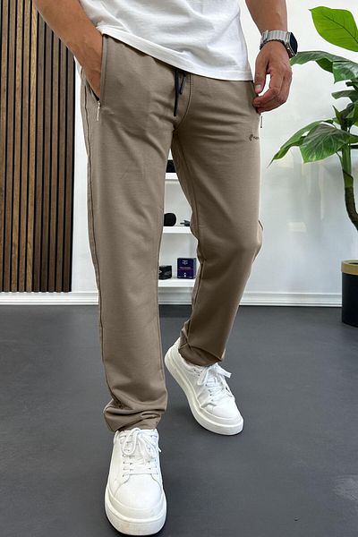 Edwox Men's Regular Fit Straight Leg Sweatpants Brown Edw405