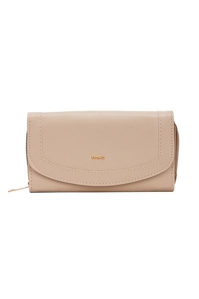 Newish Women's Beige Faux Leather Card Holder and Wallet