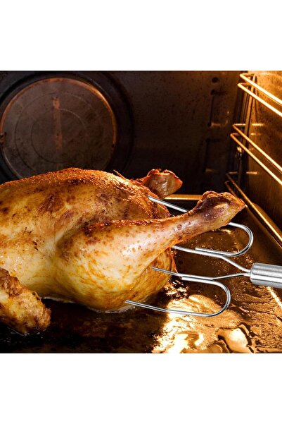 Generic 4 Pcs Roast Chicken Fork - Strong Endurance Turkey Lifting Forks, Stainless Steel Turkey