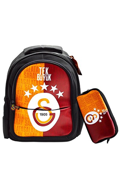 Galatasaray 3 Bölmeli 5 Yıldızlı Tek Büyük Suni Deri Okul Çantası + Kalemlik