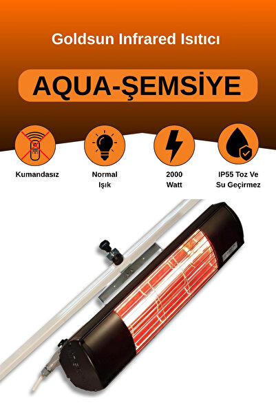 GOLDSUN Aqua 2000 Watt GSU20 Şemsiye Tip Kumandasız Suya Dayanıklı Elektrikli...