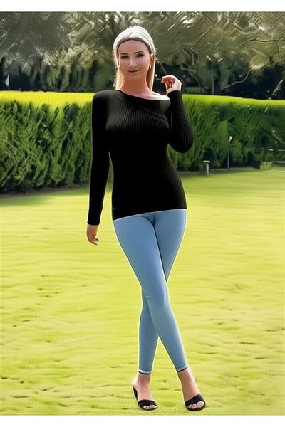 FLEX FASHION New Season Shoulder Detail Trend Knitwear Badi Black