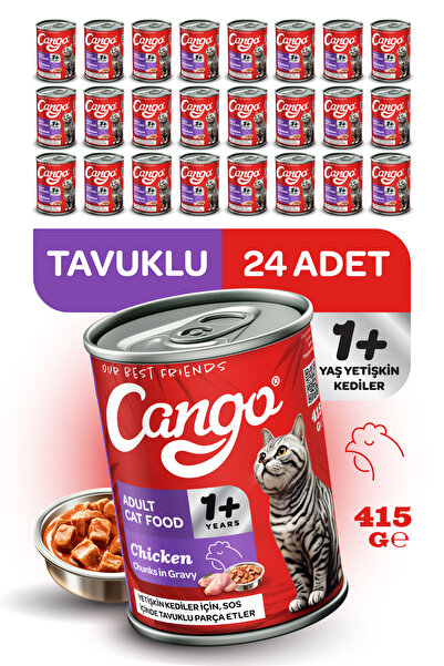 Cango Yetişkin Yaş Kedi Maması Tavuklu 415Gr 24Lü