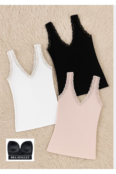 QKK Women's Camisole Modal Cotton Lycra Bralet Covered 3-Piece Bra Undershirt Q6K6K5T2Ka