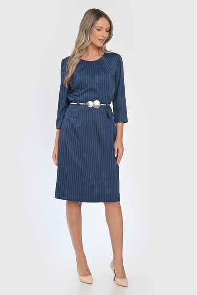 Giorgal Madisson navy blue vertical striped office dress 36EU