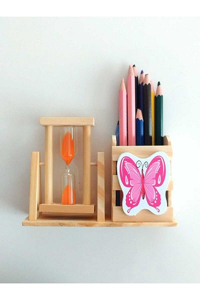 WOMEN'S HEART Wooden Pencil Clock Sand Clock