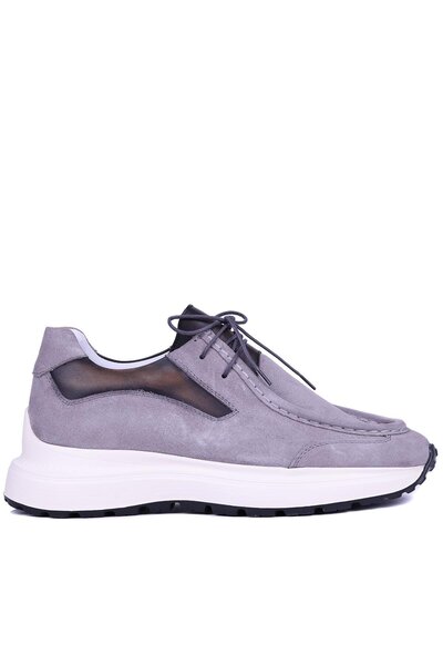 Shoetyle - Gray Genuine Suede Leather Lace-Up Men's Casual Shoes 115-K525