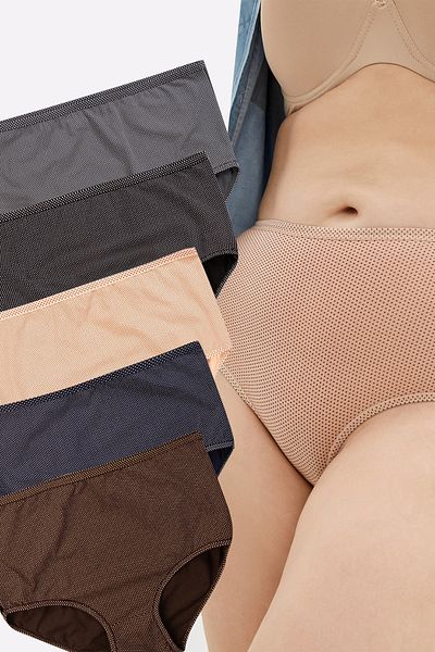 Happy Fox Cotton Women's Panties High Waist Set of 5 Pack Lycra Large Size Printed Polka Dot Wide Brim