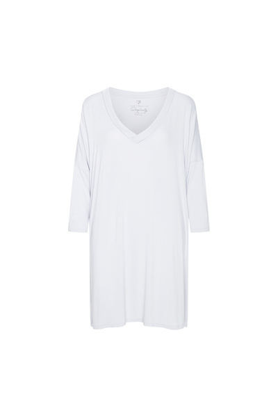 ESOTIQ Women's Sleep Shirt Nightgown Long Sleeve V-Neck Oversize Feminine & Elegant | Jannet