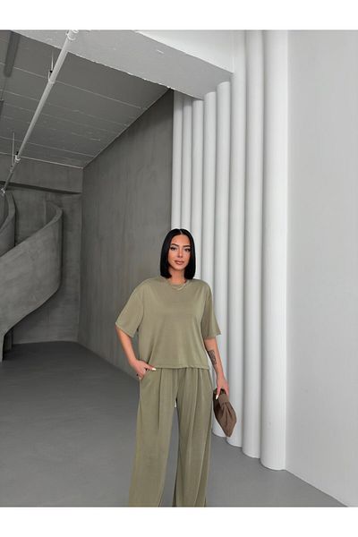 ossons Modal Crew Neck Wide Leg Suit