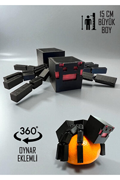 GiginGo Blok Macerası Oynar Eklemli Örümcek – Minecraft Spider 15cm Büyük Boy...