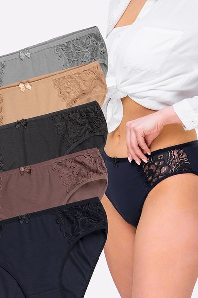Happy Fox Cotton Women's Panty Ruched 5 Piece Set Pack Lycra Slip Plus Size Normal Waist