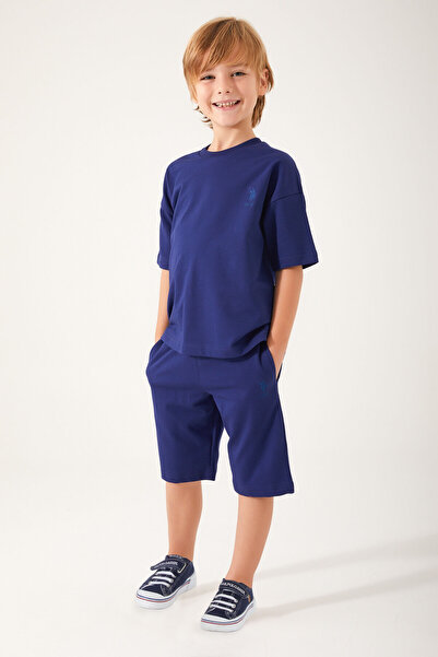 U.S. Polo Assn. U.S. Polo Assn the Shape of the Tiny Navy Blue Boys' Bermuda Set