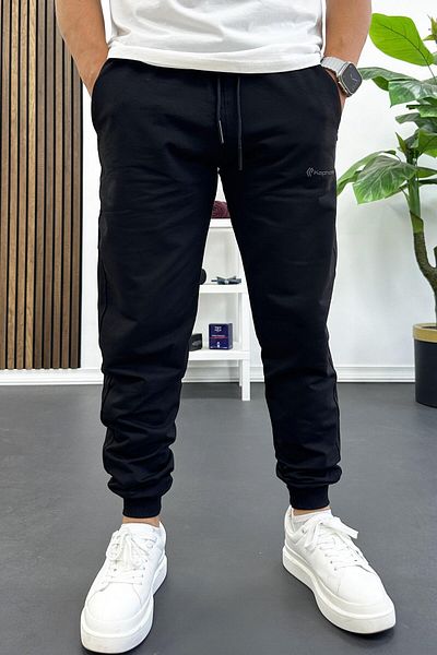 Edwox Men's Regular Fit Skinny Leg Elastic Leg Sweatpants Black Edw406