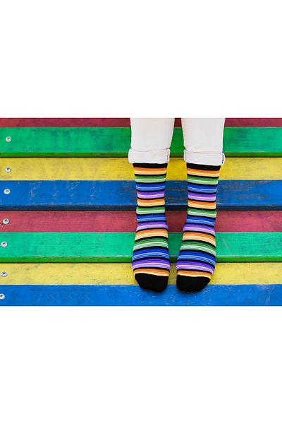 Pirin Hill FINE BAMBOO light rainbow striped bamboo socks