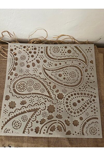 Atölyeizgi Paisley Desenli Dekoratif Stencil Şablon – 40x40 cm