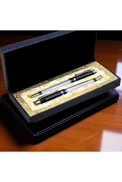 Kuzey Tacı مجموعة أقلام حبر مزدوجة ذات ملمس فضي - إنتاج خاص لكبار الشخصيات