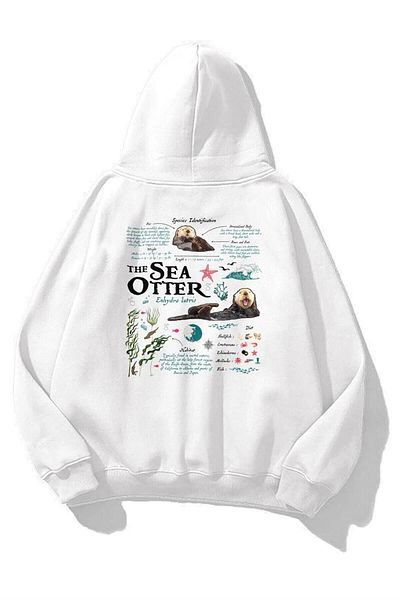 1blood Unisex Sea Otter Sweatshirt White