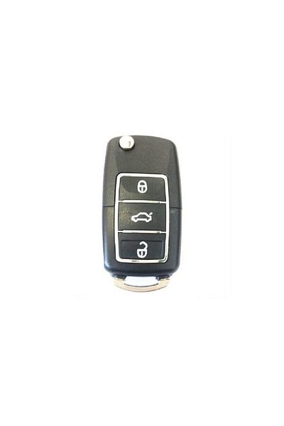 motor starter Car key case, compatible with Volkswagen, 3 buttons, foldable, black/chrome