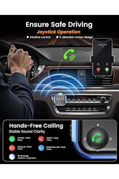 LENCENT Car FM Transmitter, Wireless Bluetooth 5.3 Radio Adapter Car Kit