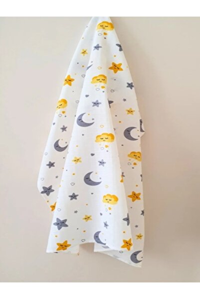 miço kids Baby Muslin Diaper 80X90 - Sleeping Themed Moon, Star, Cloud Patterned