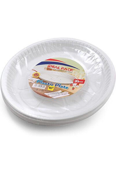 Ideal Pack أطباق بلاستيكية للاستخدام مرة واحدة، مقاس ١٠ بوصات، متينة، خالية من مادة BPA، بتصميم أنيق | عبوة من ٢٥ طبقًا