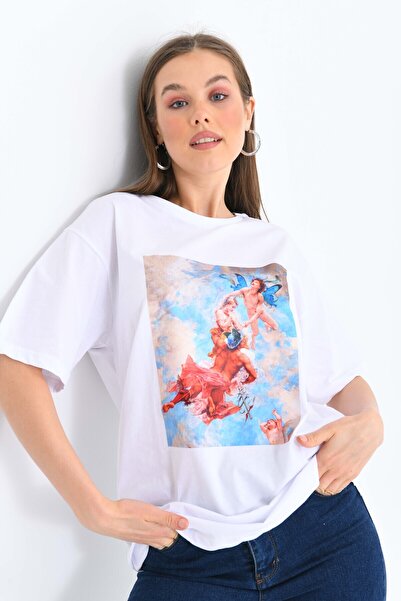 MOVİMENT Γυναικείο πλεκτό μπλουζάκι από 100% βαμβάκι με λευκό μπροστινό μέρος...