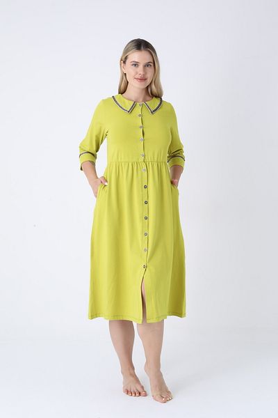 ROMEO LİFE Women's Cotton Lycra Buttoned Dress 8019