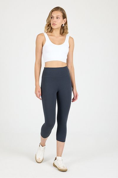 Malabadi Women's Smoked Combed Modal High Waist Sports Capri Leggings 1909
