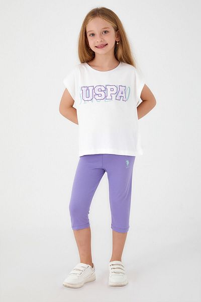 U.S. Polo Assn. U.S. Polo Asnn Girl's Capri Leggings Suit Cream