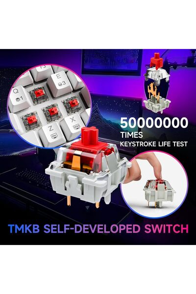 Generic لوحة مفاتيح الألعاب الميكانيكية اللاسلكية DIERYA DK63 60% بتقنية البلوتوث/2.4 جيجاهرتز/سلكية بإضاءة خلفية RGB ومضادة للظلال C