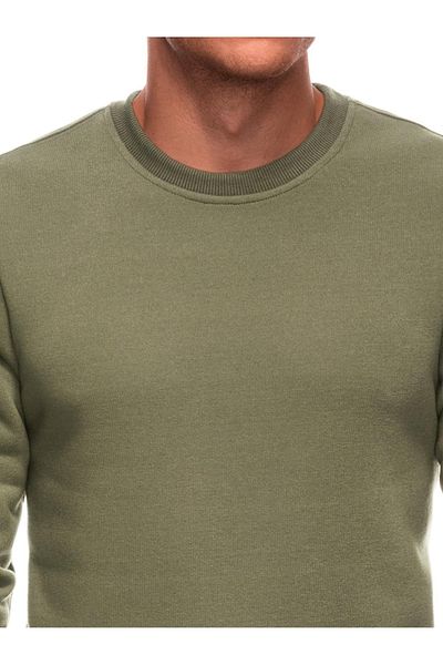 Edoti Men's round neck sweatshirt BASIC EM-SSBN-0100 Dark olive