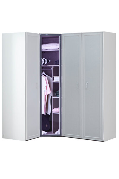 benim odam Isabella 4 Kapılı Cam Kapaklı Köşe Dolap Genç / Çocuk Odası 832