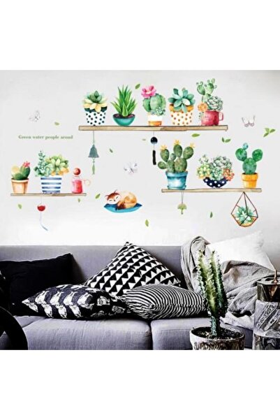 3B Trend Plant Design Wall Sticker Plant Flower Pot Pattern Wall Decal Wall D...