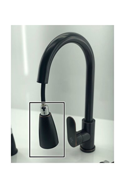 yapıtaşı Yt47S Kartepe Siyah Spiralli Mutfak Eviye Bataryası El Duşu 2Fonksiyonlu